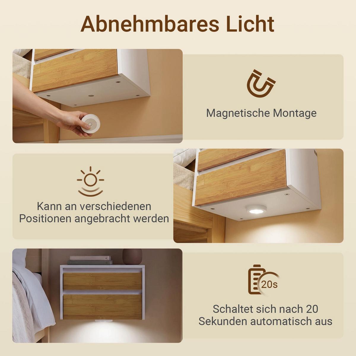 SCHWEBENDER-NACHTTISCH mit 2 Schubladen, Wandregal 40x29,8x25,6cm - Weiß/Naturfarben, Holzwerkstoff (40/26/30cm) - SoBuy
