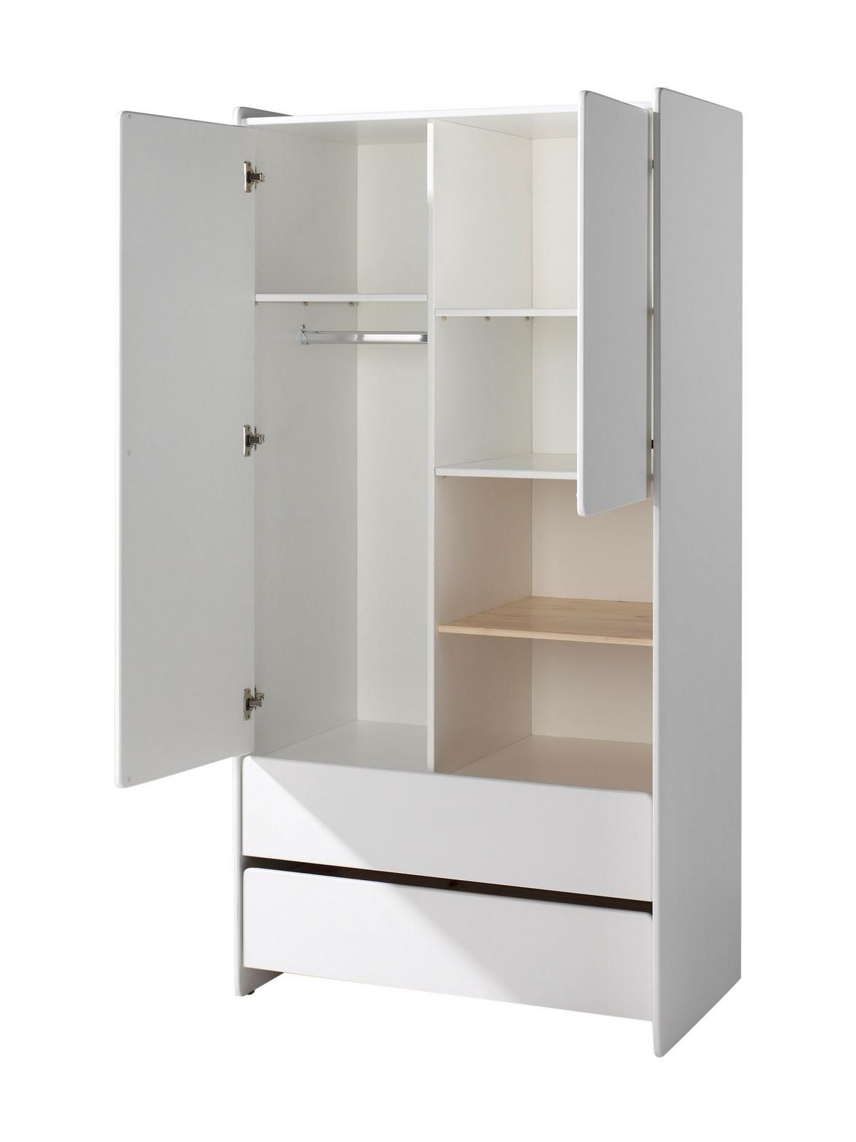 KINDERZIMMERSCHRANK Karilynn 90x55x180 Schrank MDF+Massivholz Weiß - Weiß, Holzwerkstoff (160/180/90cm) - 58aufmkessel