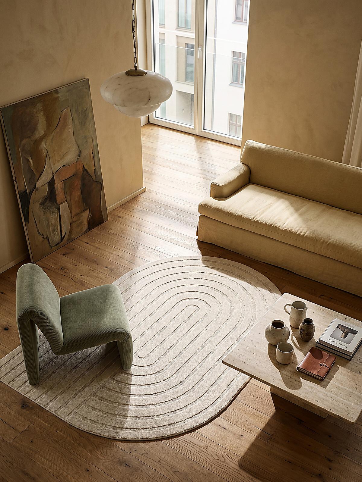 KURZFLORTEPPICH Geometrisch CETINA Polypropylen Creme 160 x 230 cm - Beige, Textil (160/230cm) - KADIMA DESIGN