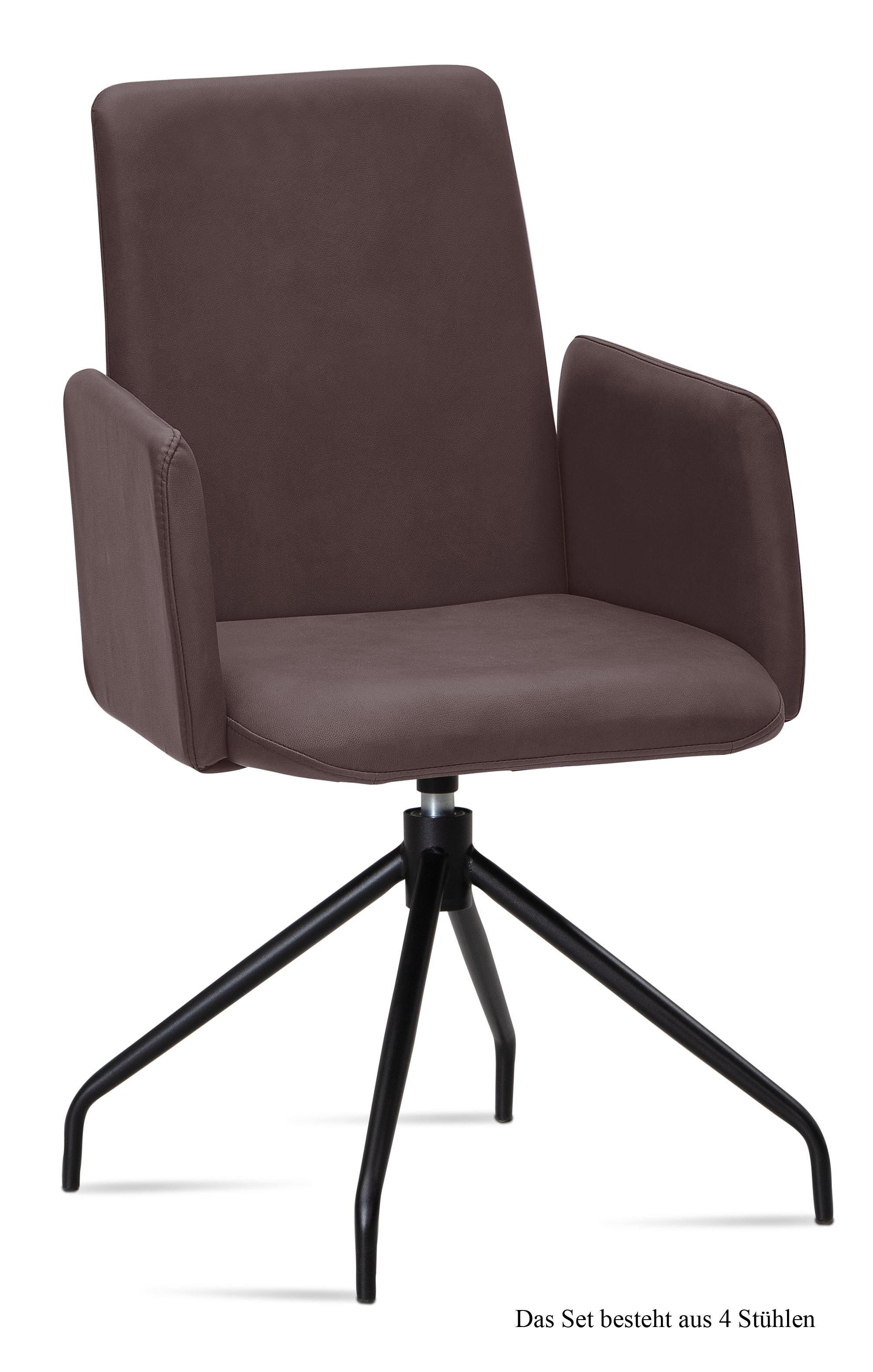 ARMLEHNSTUHL drehbar (4er-Set) Djanna 52x92x60 Schwarz/Braun - Schwarz/Braun, Kunststoff (60/92/52cm) - 58aufmkessel