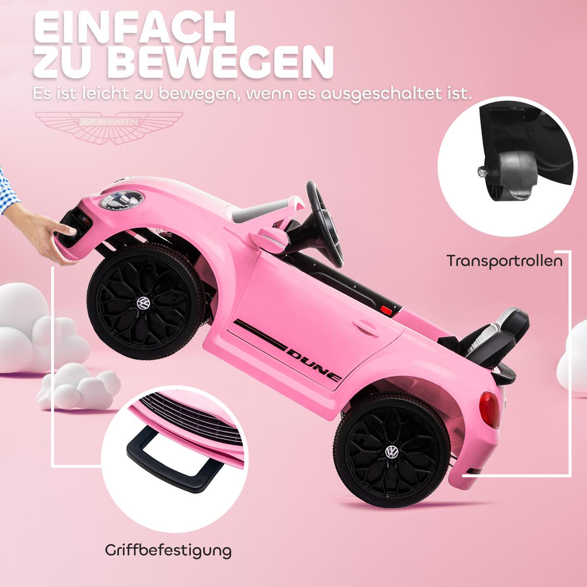 KINDER Elektroauto 12V Kinderauto mit 2,4G Fernbedienung, Musik, Hupe, 3-5 km/h - Rosa, Kunststoff (97/56.5/46cm) - AIYAPLAY