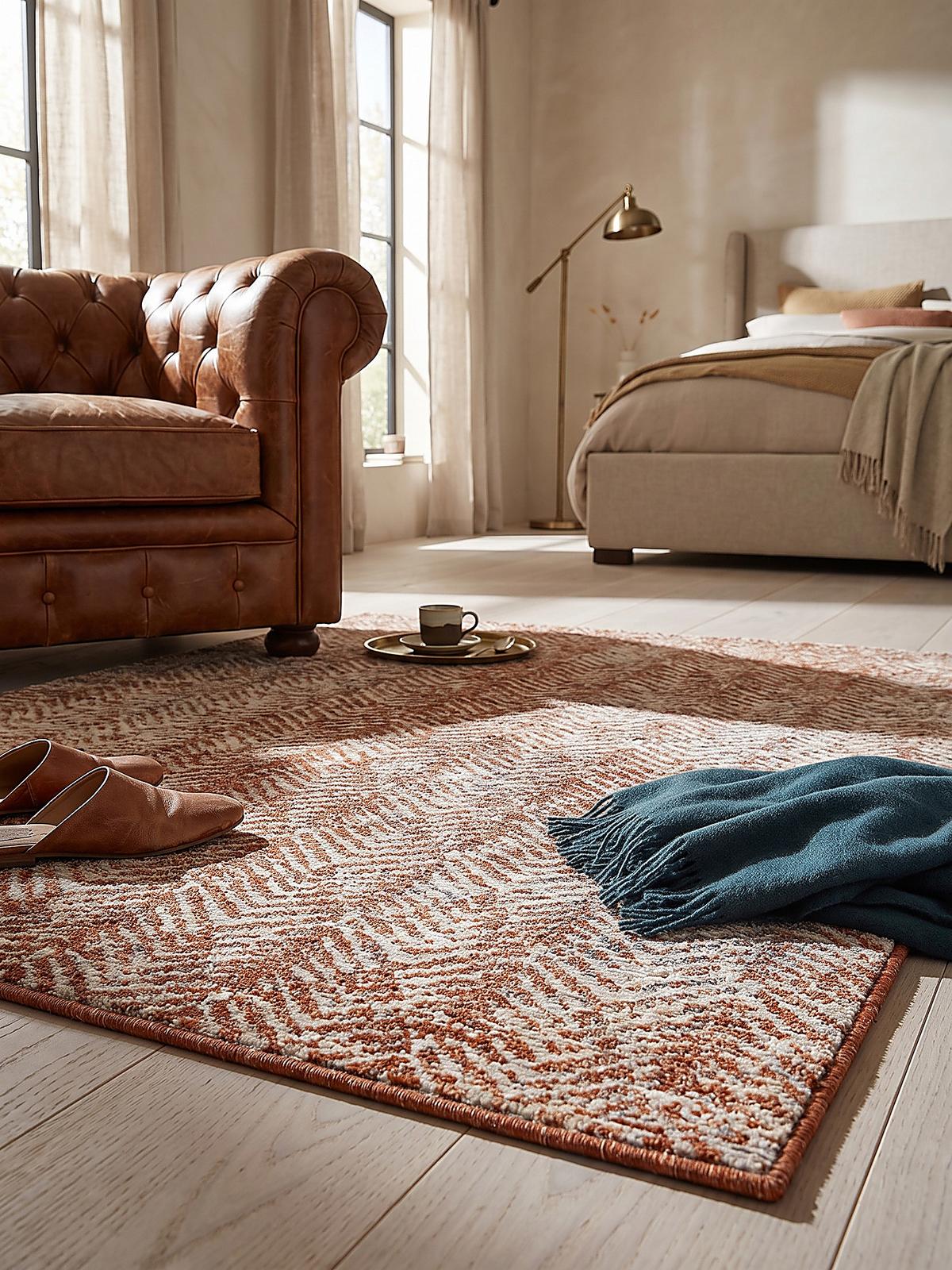 KURZFLORTEPPICH CROAL, Chevron, Natur-Terrakotta, 120 x 160 cm - Beige, Textil (120/160cm) - KADIMA DESIGN