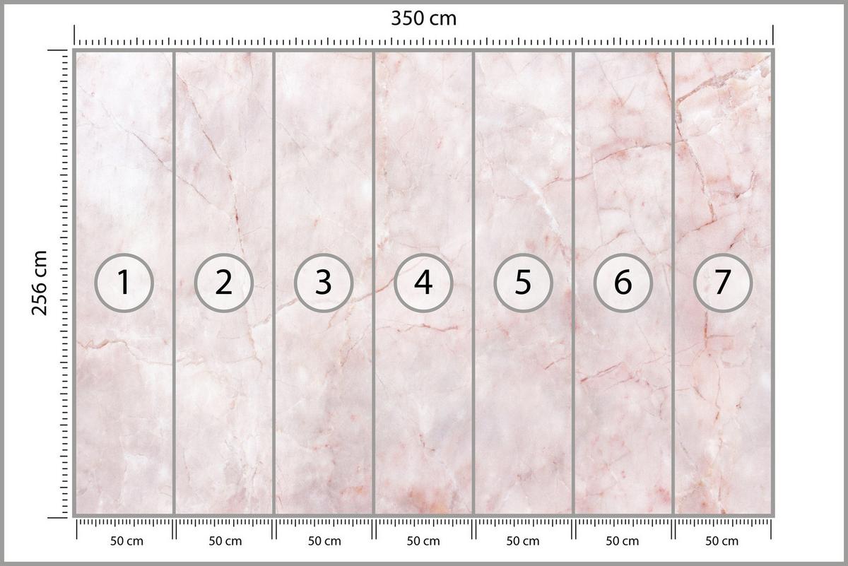 FOTOTAPETE Rosa Marmor Abstraktion Moderne Muster 350x256 - Rosa, Papier (350/256cm) - Muralo