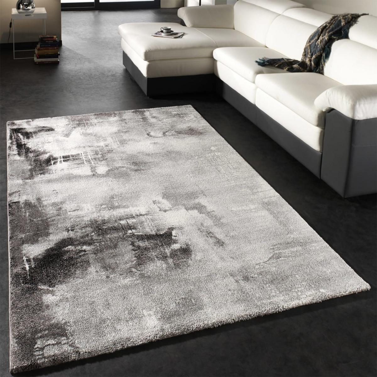 KURZFLORTEPPICH, abstrakt, aus Polypropylen, Florhöhe 12 mm, Hellgrau, 120 x 170 cm - Grau, Textil (170/120cm) - KADIMA DESIGN
