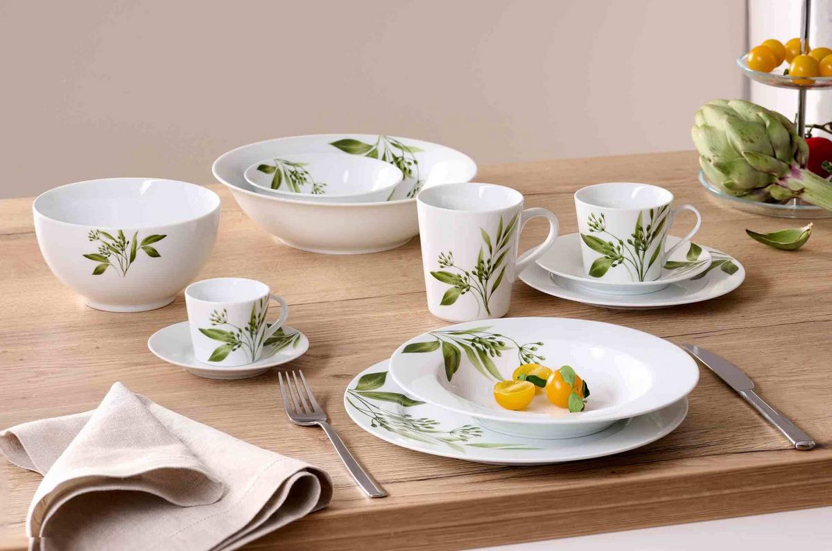 EINSTEIGER-SET Evora weiß-grün 16-tlg. - Weiß/Grün, Keramik (2/2/2cm) - Ritzenhoff Breker