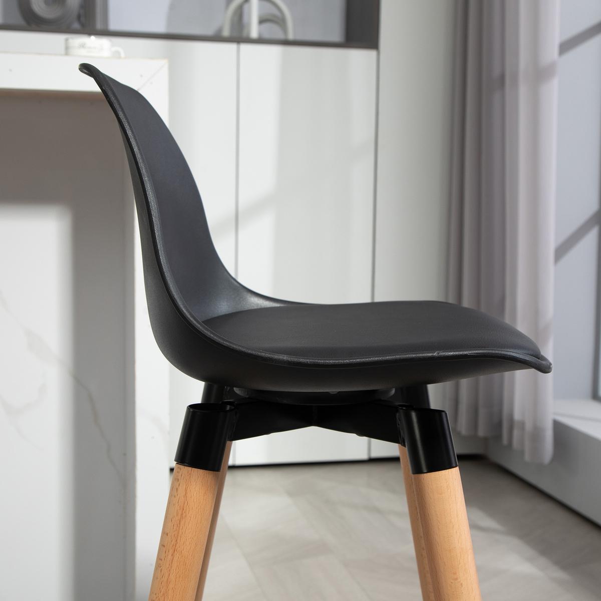 BARHOCKER-SET 2 TLG. Natur, Schwarz 43/43/91 cm - Buchefarben/Schwarz, Kunststoff/Buchenholz (43/91/43cm) - HOMCOM