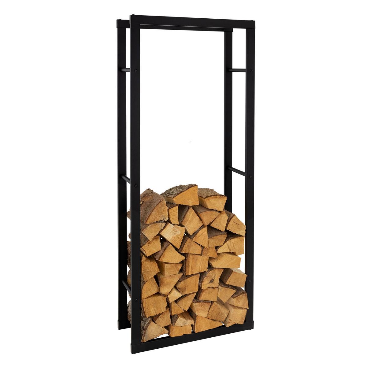 KAMINHOLZREGAL 60x150x25 cm rechteckig Schwarz aus Metall Innen/Außen - Schwarz, Metall (25/150/60cm) - ML-DESIGN