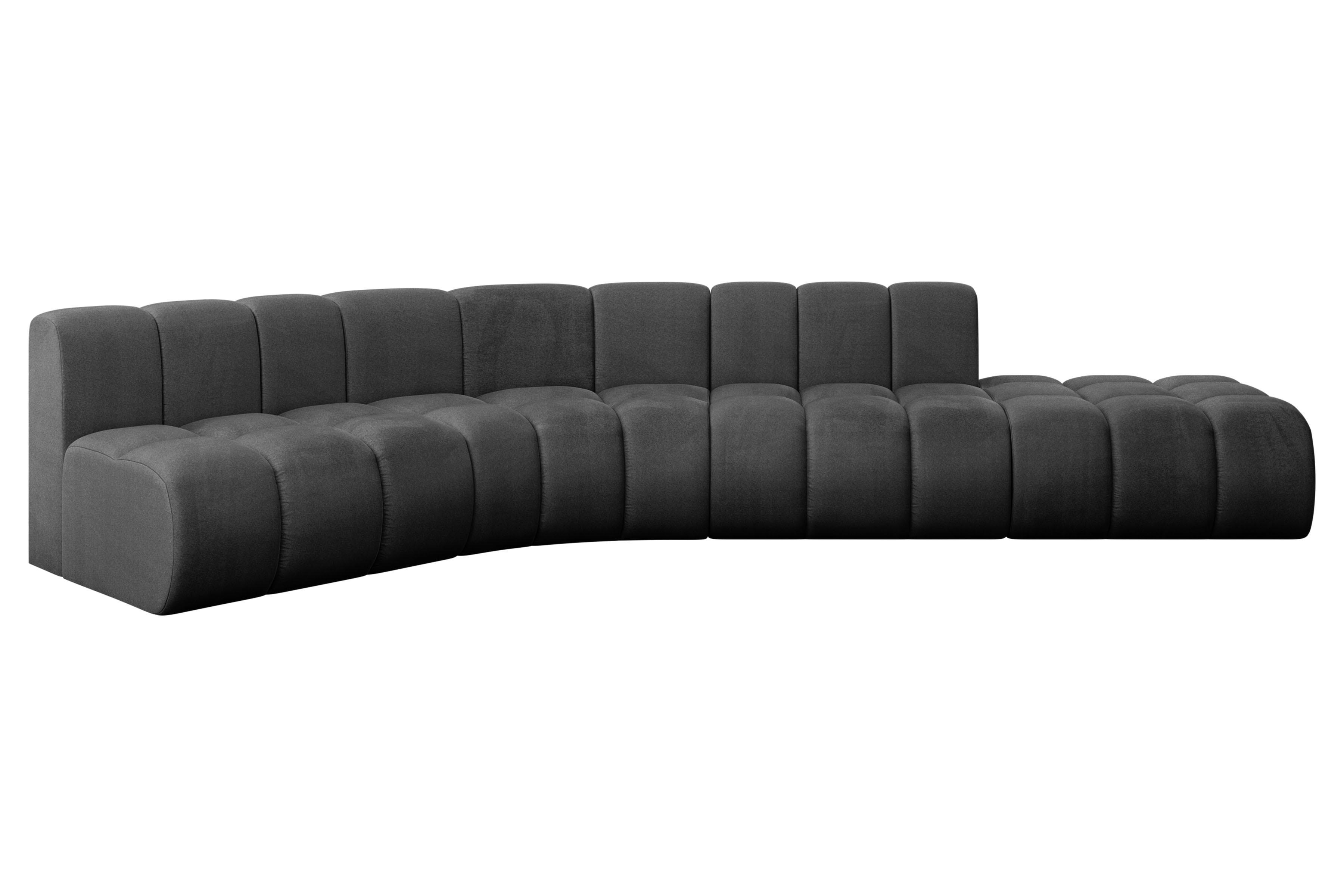 ECKSOFA modulares Sofa Brilo-L1 - 380x174x70 cm Schwarz - Schwarz, Holzwerkstoff/Textil (380/174cm) - ALTDECOR