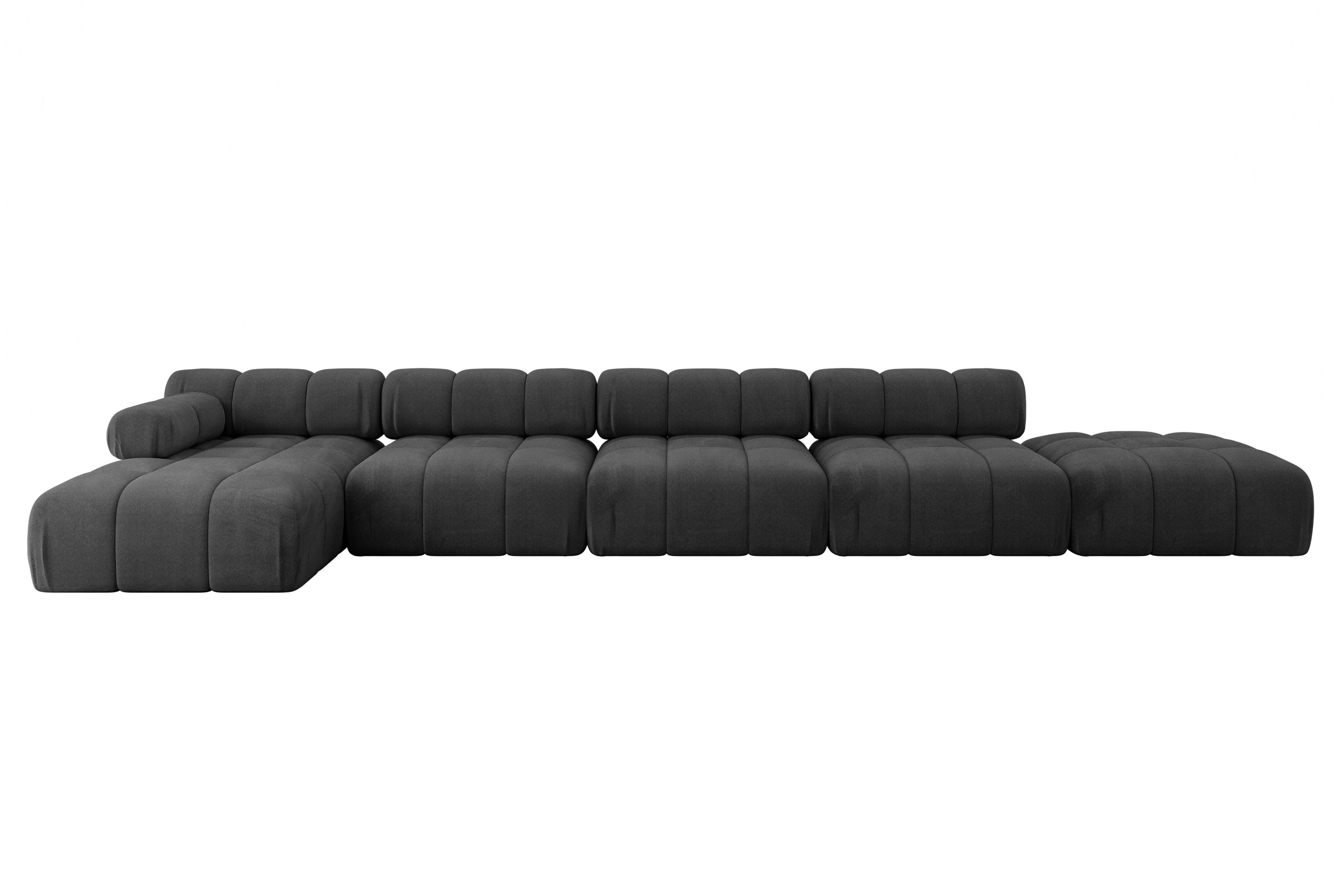 ECKSOFA modulares Sofa Lizur-L3 - 475x160x70 cm Schwarz Velours - Schwarz, Holzwerkstoff/Textil (475/160cm) - ALTDECOR