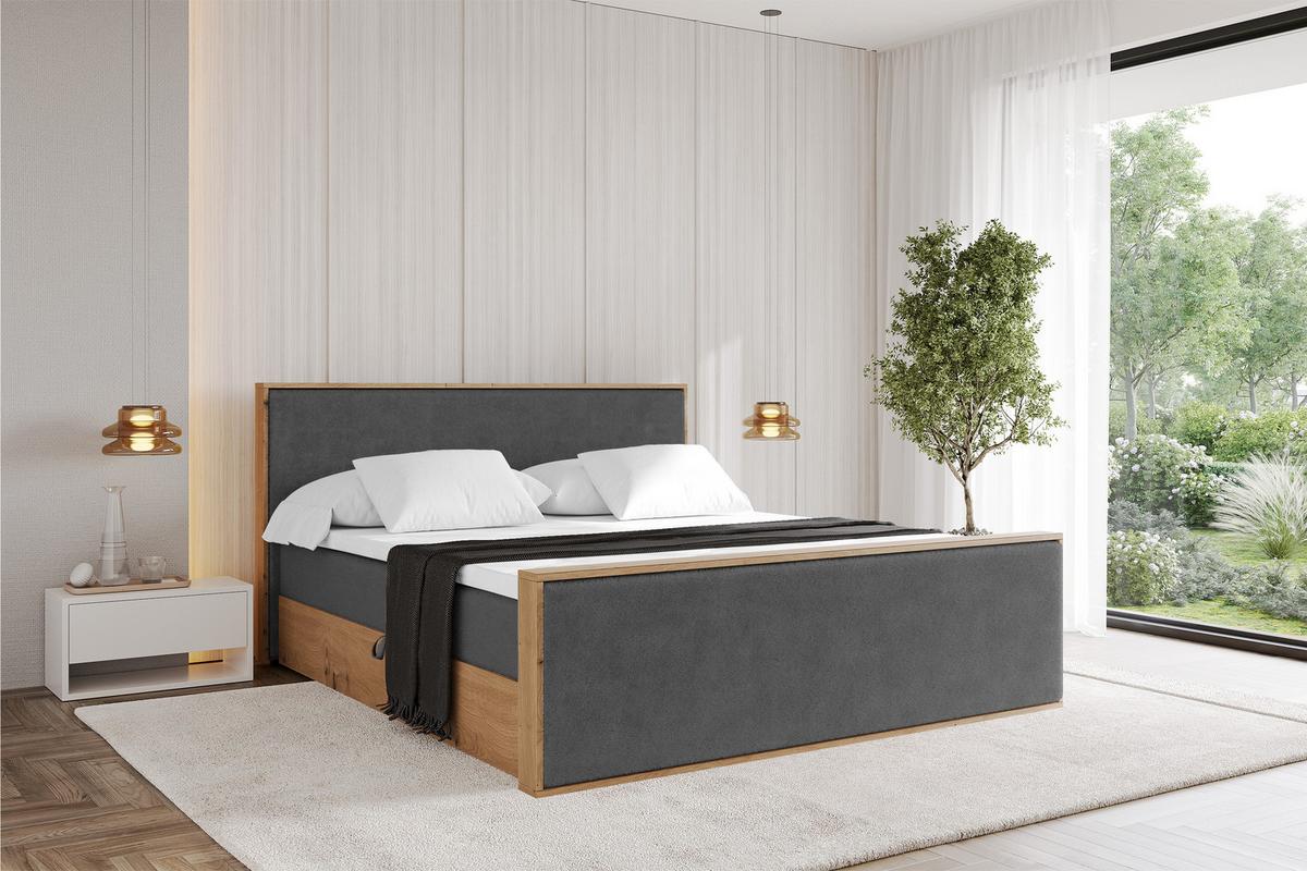 BOXBETT LOLLI9 -Z 120x200 - H3 Dunkelgrau - Graphitfarben, Holzwerkstoff (120/200cm) - ALTDECOR