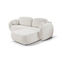ECKSOFA AMICO R-S Weiß Geflochtener Stoff mit Schlaffunktion - Weiß, Holz (248/174cm) - MASSENO