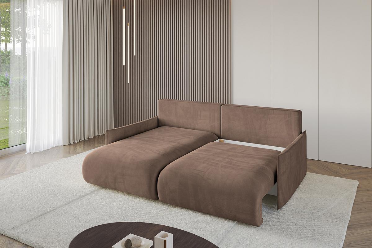 ECKSOFA Ottomane links ONESK-L -v1 216x177x72 Braun Velours - Braun, Holzwerkstoff/Kunststoff (216/177cm) - ALTDECOR