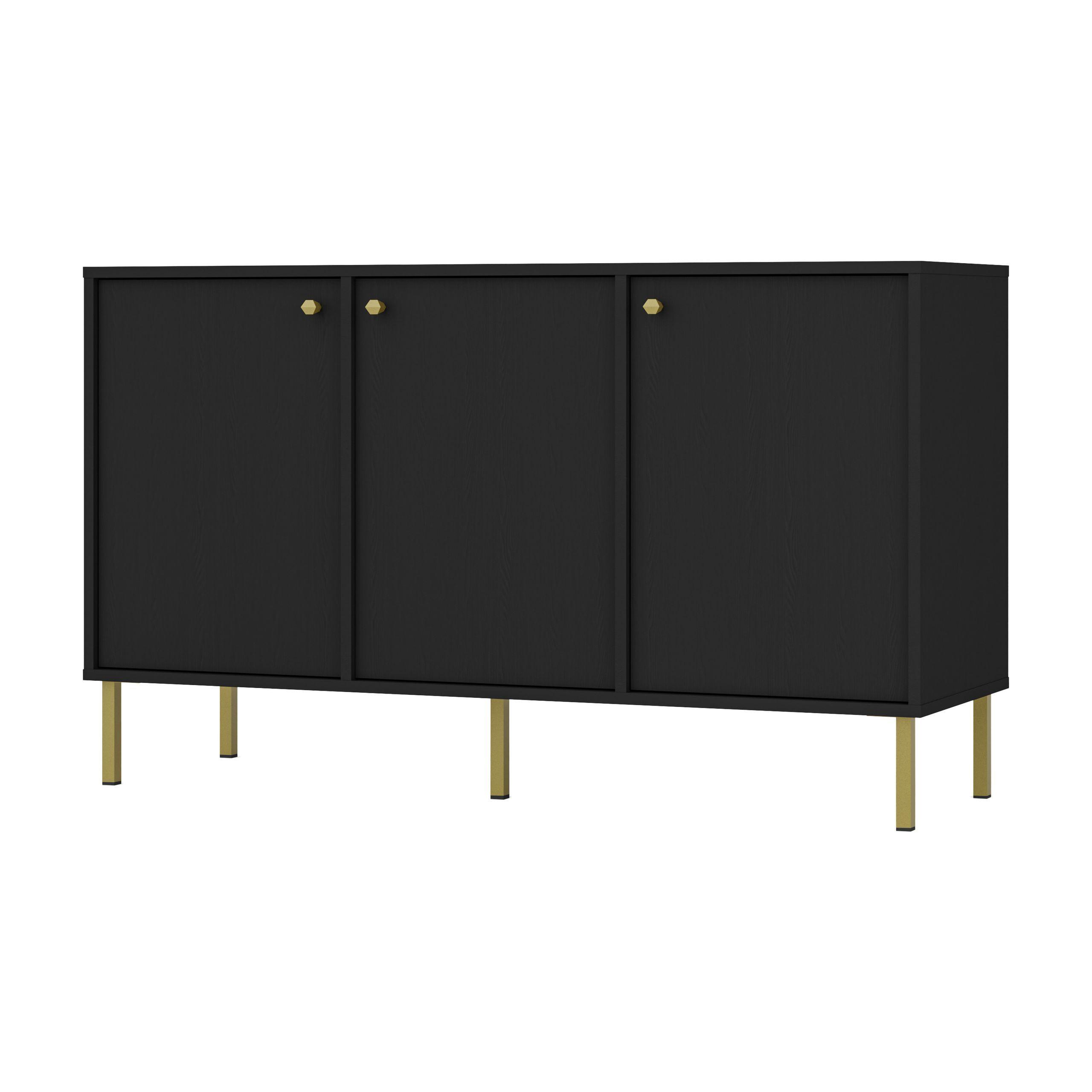 KOMMODE TORINO 125/74/41 cm mit 3 Türen Graphitfarben - Graphitfarben, Holzwerkstoff (125/74/41cm) - MASSENO