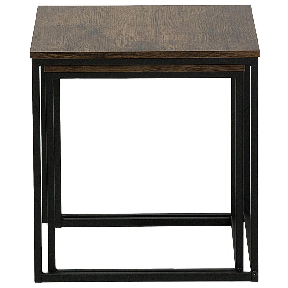 BEISTELLTISCH 2er-Set Quadratisch Holz, Schwarz Denny - Dunkelbraun, Holzwerkstoff (35/35/42cm) - Beliani
