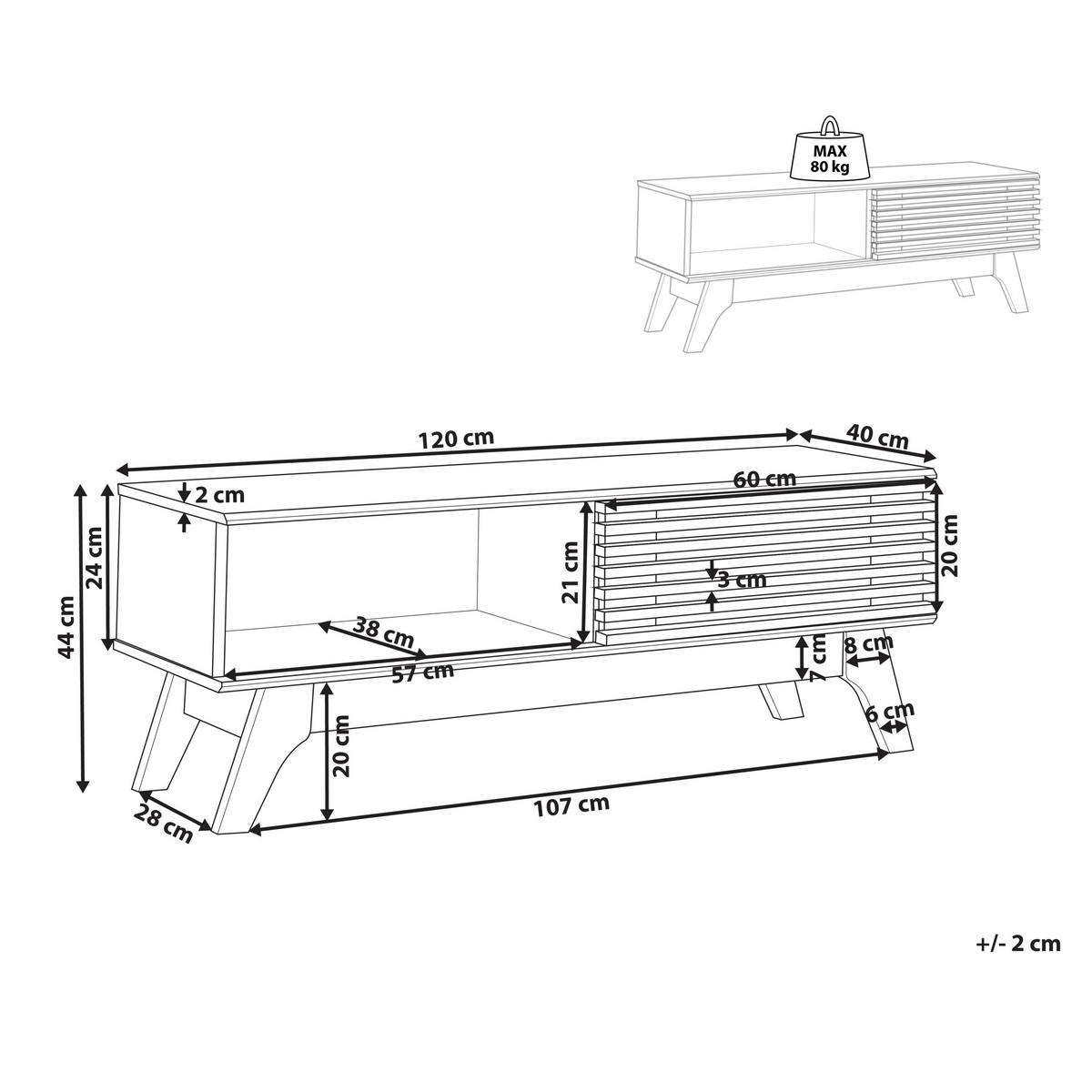 TV-MÖBEL Dunkelbraun Toledo - Dunkelbraun, Holzwerkstoff (117/44/35cm) - Beliani