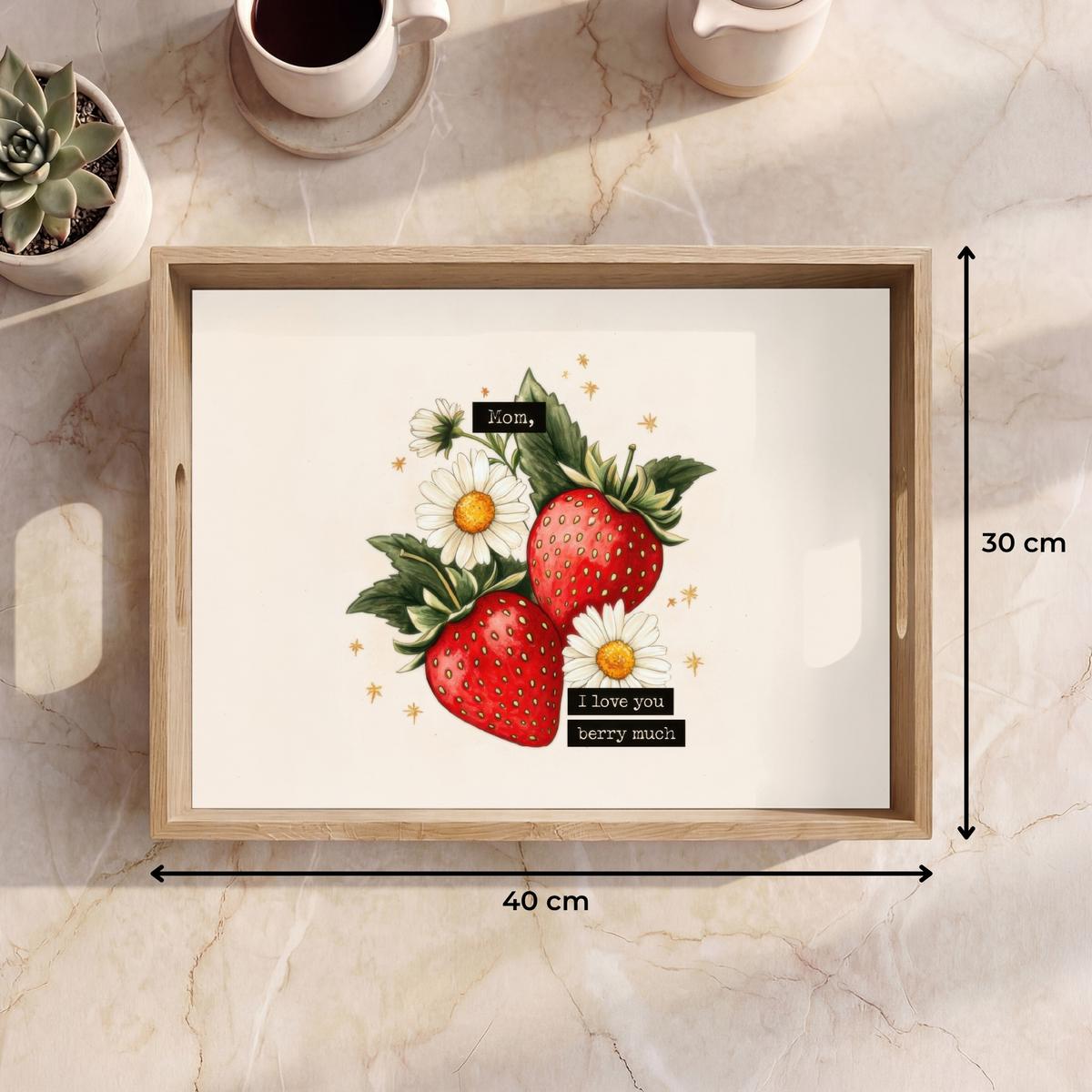 TABLETT Erdbeeren - Gänseblümchen - Zitat - Sterne 40x30 cm - Multicolor, Holz (40/5/5cm) - OnlyWow