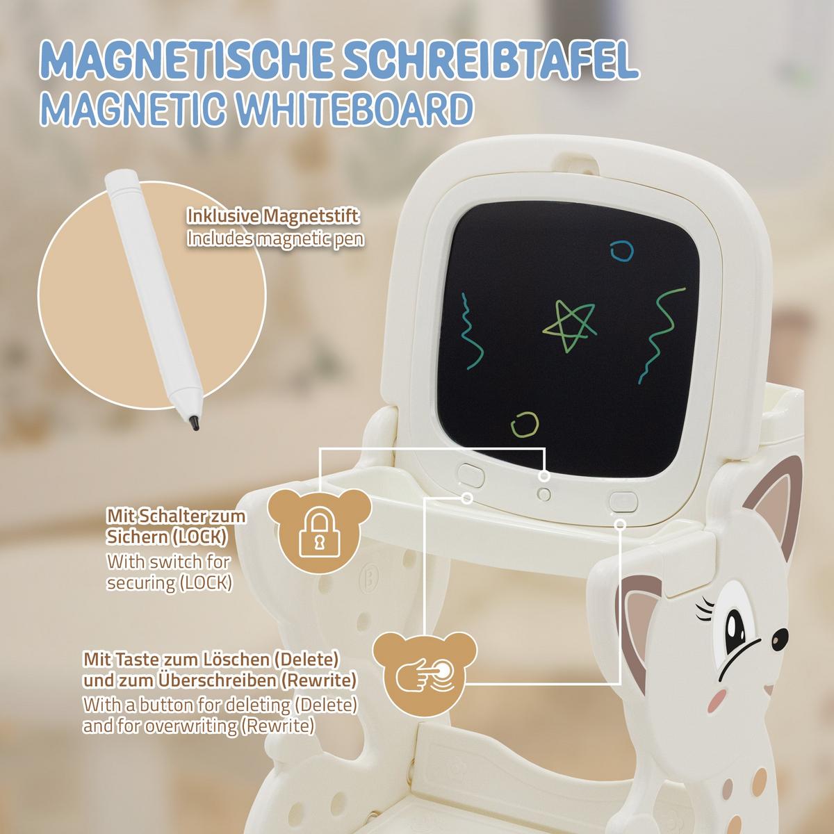 KINDER MALTISCH Weiß mit Hocker - Weiß, Kunststoff (41/76/45cm) - Joyz