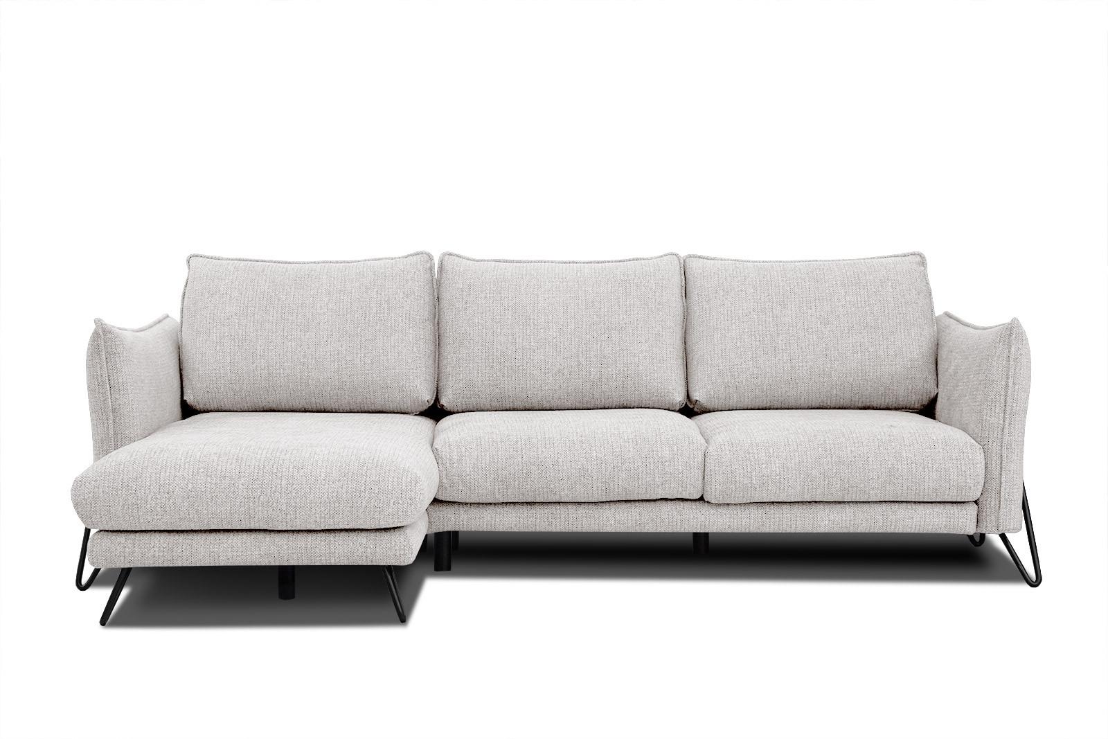 ECKSOFA HOSTEN 4-Sitzer, creme - Creme/Schwarz, Holzwerkstoff/Textil (158/269cm) - Wozimo