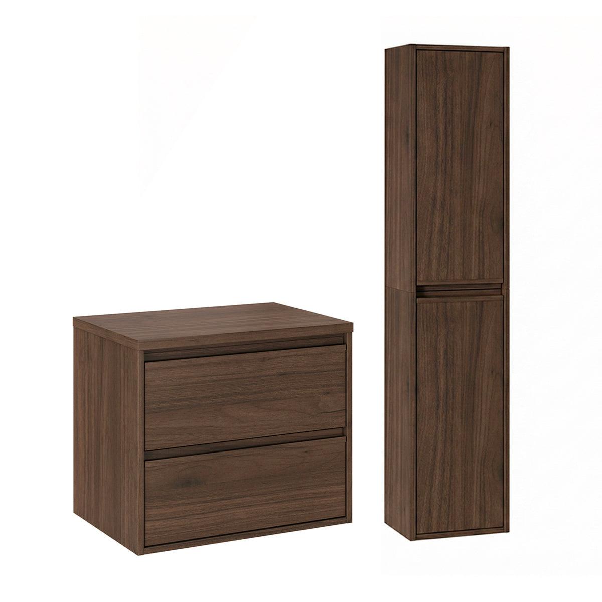 WASCHTISCHUNTERSCHRANK 60cm Edmé 2er-Set Dunkles Holz - Braun, Holzwerkstoff (60/52.2/46cm) - Petits-meubles