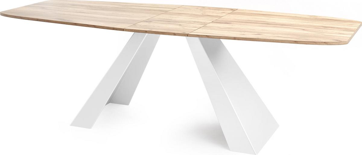 ESSTISCH Monte Weiß rechteckig ausziehbar, Craft Eiche 160-200/80/76 cm - Eiche Wotan/Weiß, Holzwerkstoff/Metall (80/198/76cm) - WFL GROUP