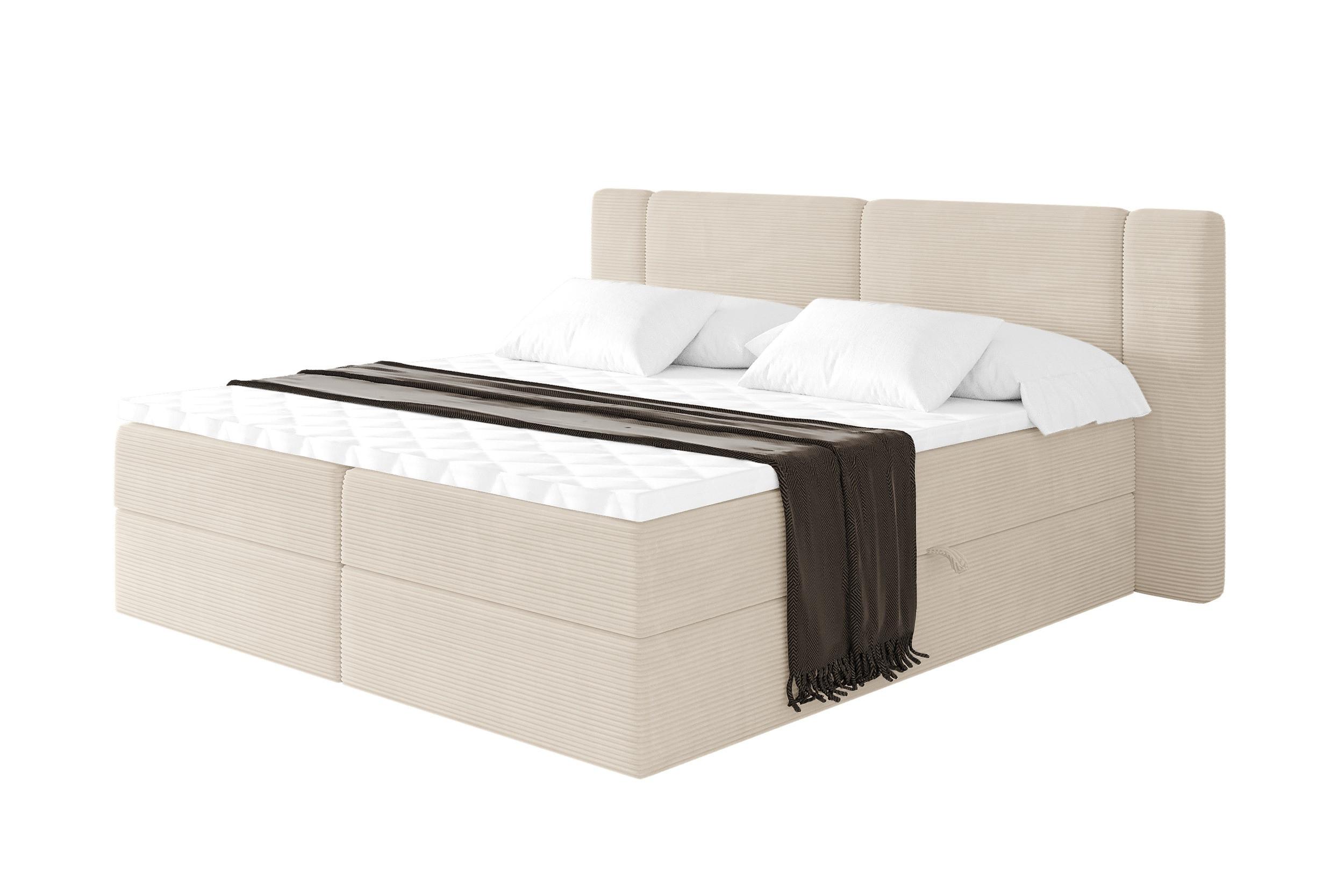 BOXBETT mit Matratze H4 - EVON - 180x200 cm Beige - Ecru, Holzwerkstoff (180/200cm) - ALTDECOR