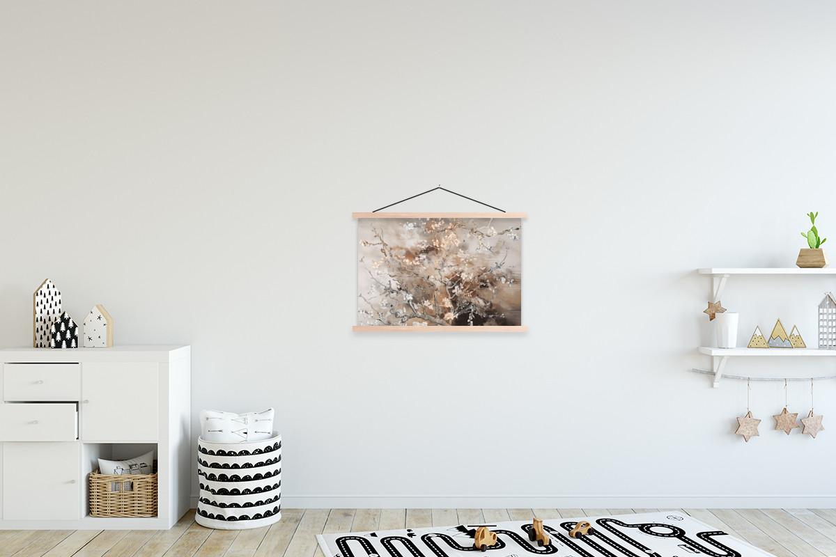 POSTER MIT MAGNETLEISTEN Mandelblüte - Kunst - Van Gogh - Beige - Abstrakt Wandbilder 60x40 cm - Braun, Textil (60/40/0.15cm) - MuchoWow
