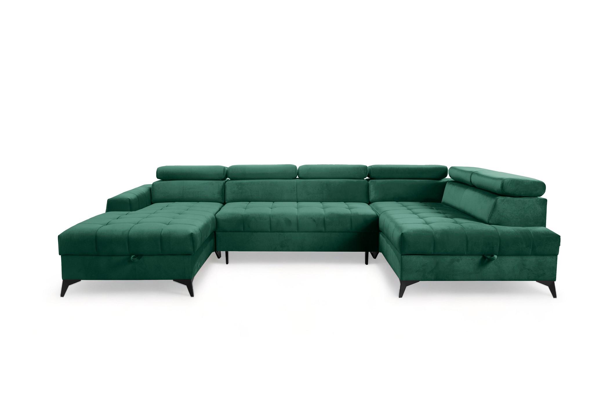 WOHNLANDSCHAFT Agnesa In Salvador - Dunkelgrün, Holzwerkstoff/Textil (345/95/200cm) - Fun Möbel