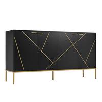 SIDEBOARD mit goldenen geometrischen Mustern - Schwarz, Holzwerkstoff/Metall (40/80/150cm) - Urban Meuble