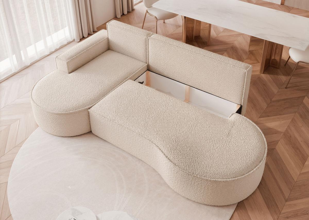 ECKSOFA SOFIA mit Schlaffunktion und Bettkasten Creme - Creme, Holzwerkstoff/Kunststoff (277/157cm) - Idohome