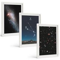 BILDER SET 3er Set - 40x60 cm Weißer Rahmen - Kosmische Landschaften von Galaxien - Weiß, Kunststoff (40/60cm) - TULUP