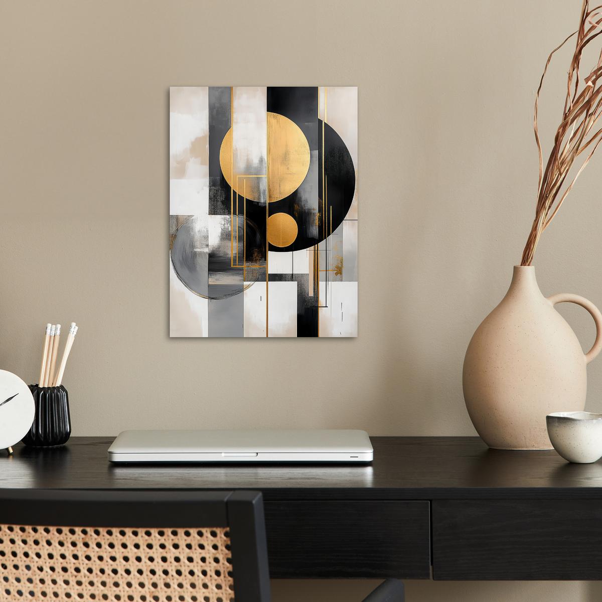 POSTER Abstrakt - Gold - Silber - Formen - Ästhetisch - Modern Wandbilder 30x40 cm - Goldfarben, Papier (30/40/0.1cm) - MuchoWow