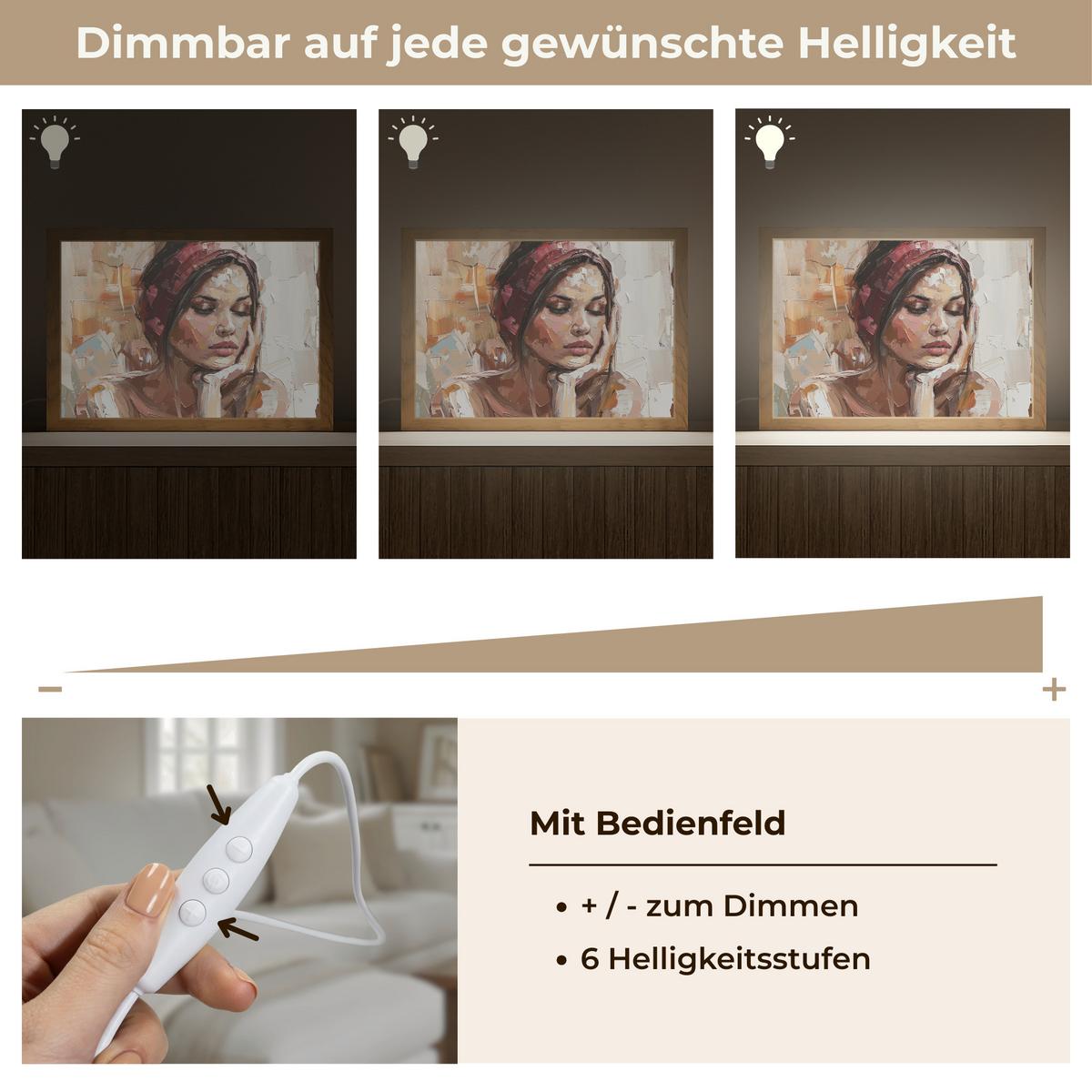WANDLEUCHTE Frau - Lackierung - Porträt - Modern 30x20 cm - Braun, Holzwerkstoff (30/20/8cm) - OnlyWow