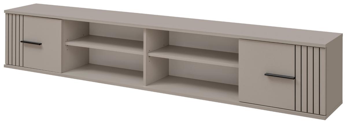 HÄNGERREGAL Kaschmir 204 x 39 cm, Wandregal mit 6 Fächern - Kaschmir/Schwarz, Holzwerkstoff/Kunststoff (204/39/30cm) - Inn.Furn