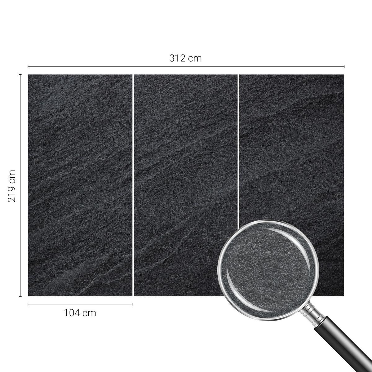 FOTOTAPETE 312x219 cm - Steine Eleganz - Schwarz, Textil (312/219cm) - Wallfluent