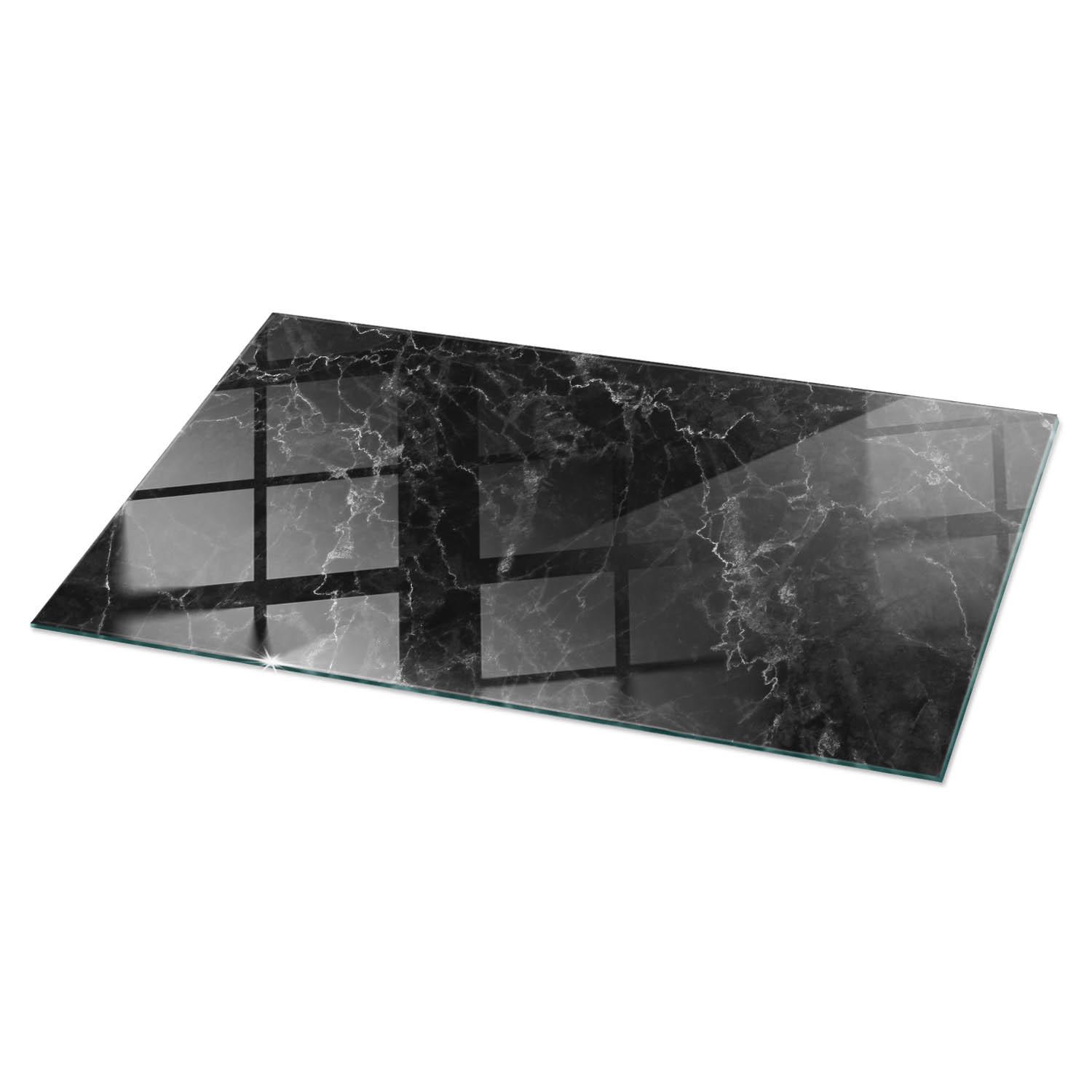 TISCHPLATTE 60x60 cm Marmormuster mit Adern - Schwarz, Glas (0.4/100/50cm) - TULUP