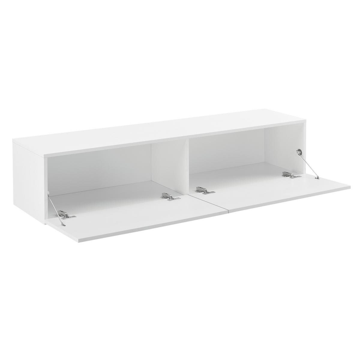 HÄNGELOWBOARD Evaton - Weiß Hochglanz, Holzwerkstoff (140/30/33cm) - [en.casa]