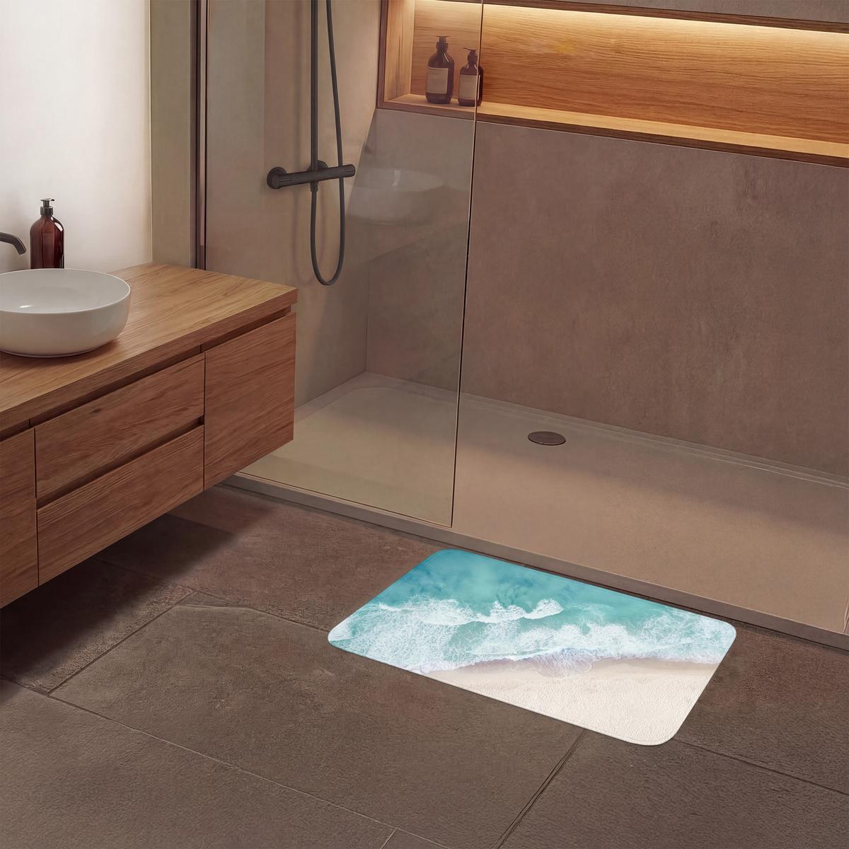 BADEMATTE Strand - Meer - Natur - Sommer 80x50 cm - Türkis, Textil (80/50cm) - OnlyWow