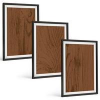 BILDER SET 3er Set - 40x60 cm Schwarzer Rahmen - Holzstruktur, Rinde, Minimalismus - Schwarz, Kunststoff (40/60cm) - TULUP