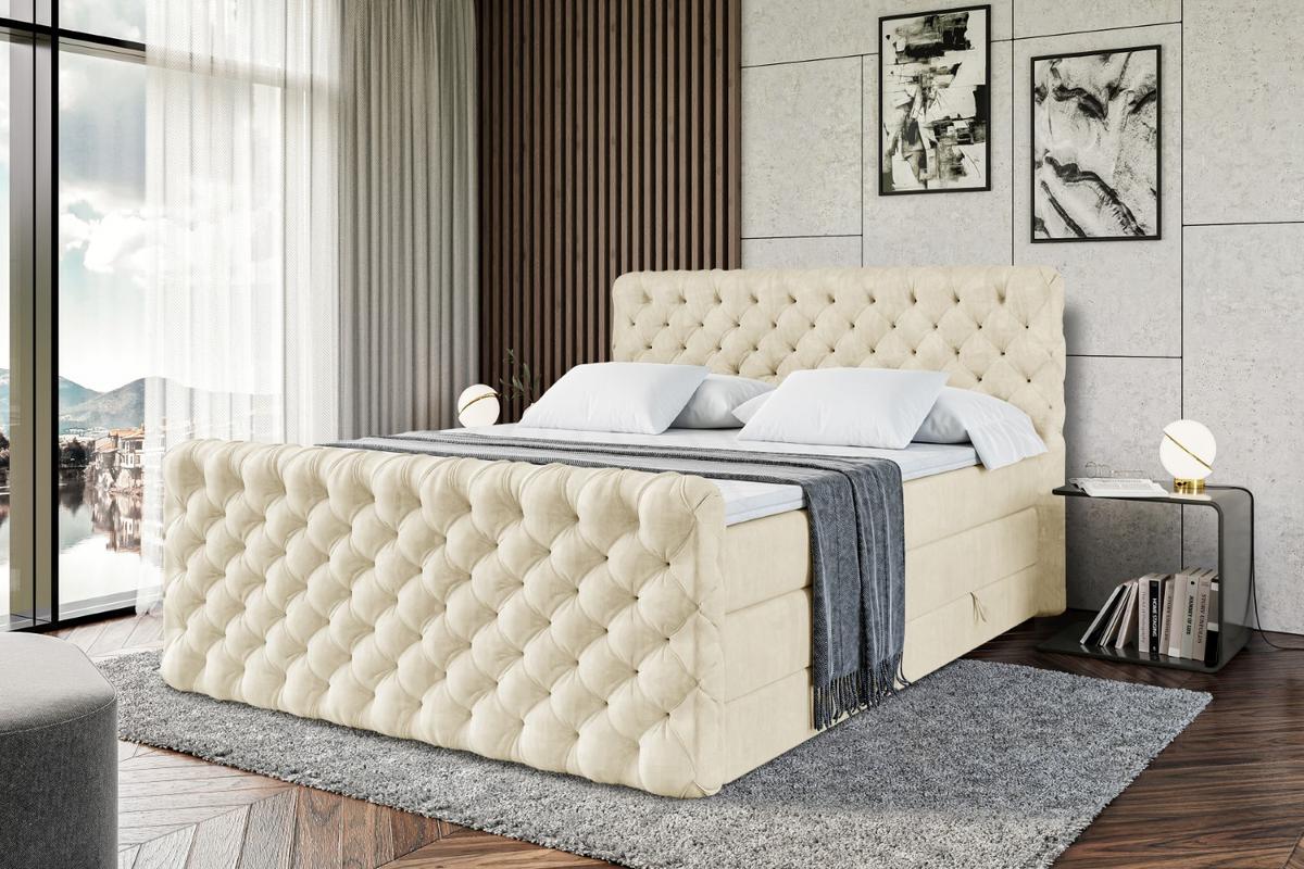 BOXSPRINGBETT BOXI8-Z KING - 120x200 - H3/H4 - Beige - Beige, Holzwerkstoff (120/200cm) - ALTDECOR