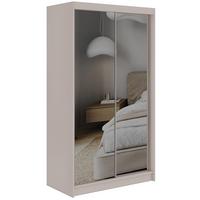 SCHWEBETÜRENSCHRANK mit Schubladen 120 - DUBROWNIK - Kaschmir mit Spiegel - Kaschmir/Alufarben, Holzwerkstoff/Metall (120/216/61cm) - MKS