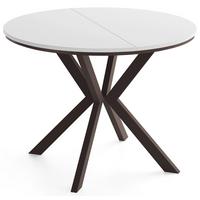 ESSTISCH Valio rund oval ausziehbar verlängerbar mit braunen Metallbeinen, Weiß 100-140/100/76 cm - Weiß/Braun, Holzwerkstoff/Metall (100/140/76cm) - WFL GROUP