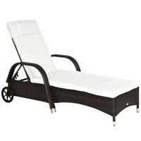 SONNENLIEGE, Polyrattan, Kaffeebraun - Multicolor, Kunststoff (73/103/200cm) - Outsunny