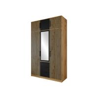 KLEIDERSCHRANK Bali Lux D3 mit Schrankaufsatz - Schwarz/Braun, Holzwerkstoff/Metall (150/245/58cm) - MIRJAN24