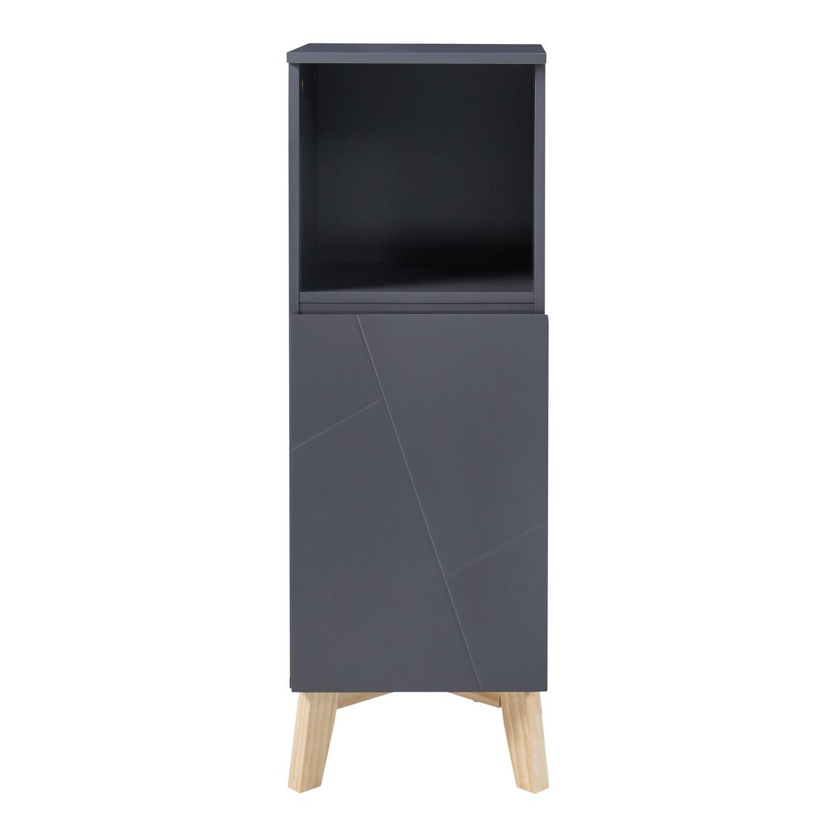 BADEZIMMERSCHRANK Overath - Naturfarben/Grau, Eichenholz/Holzwerkstoff (30/86/30cm) - [en.casa]