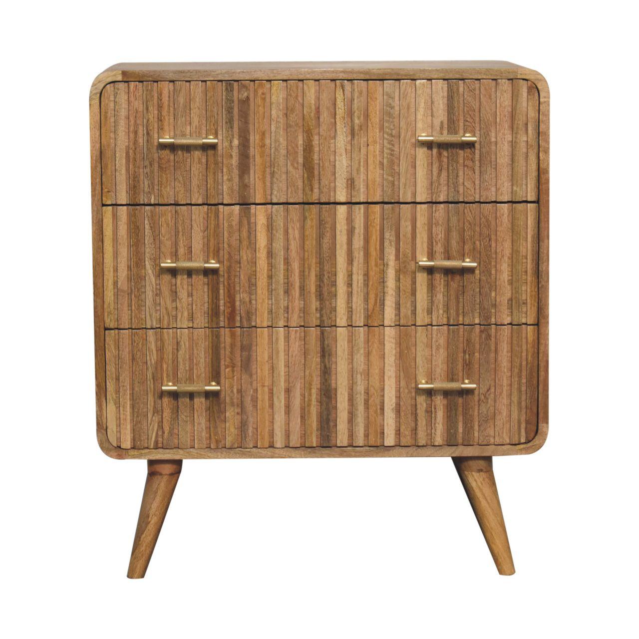 TRUHE Metropolitan 3-Schublade, Nordische Beine, Beige - Beige/Messingfarben, Holz/Metall (70/79/35cm) - Artisan Furniture