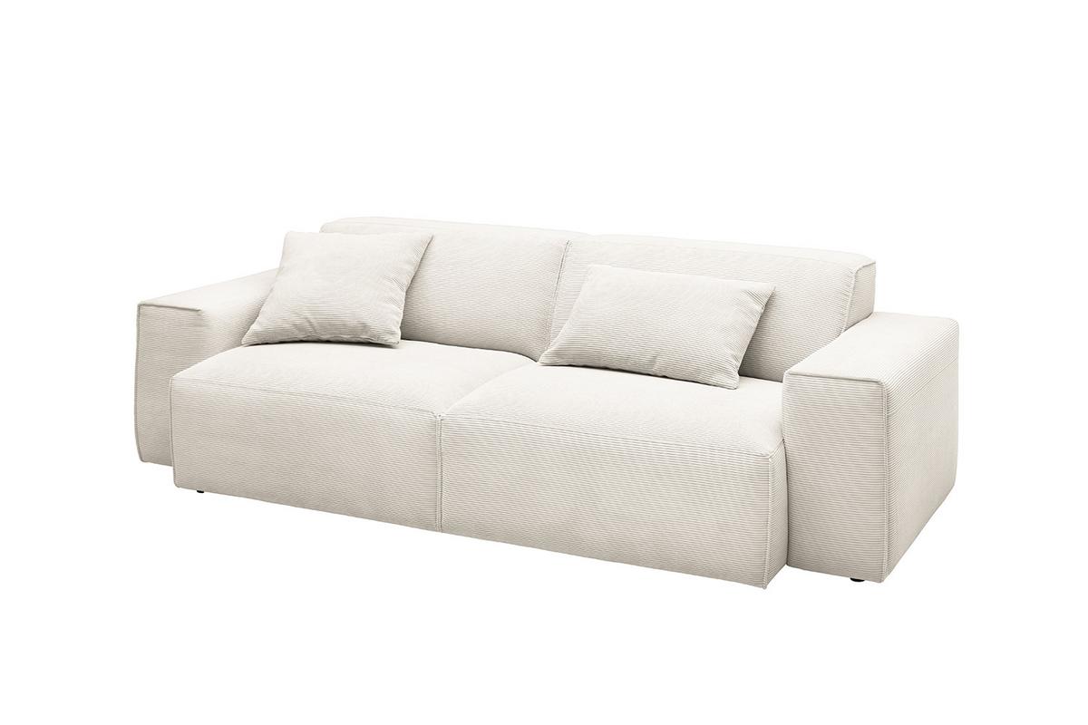 SOFA RANI Weiß Cord - Schwarz/Weiß, Kunststoff/Textil (256/71/101cm) - KAWOLA