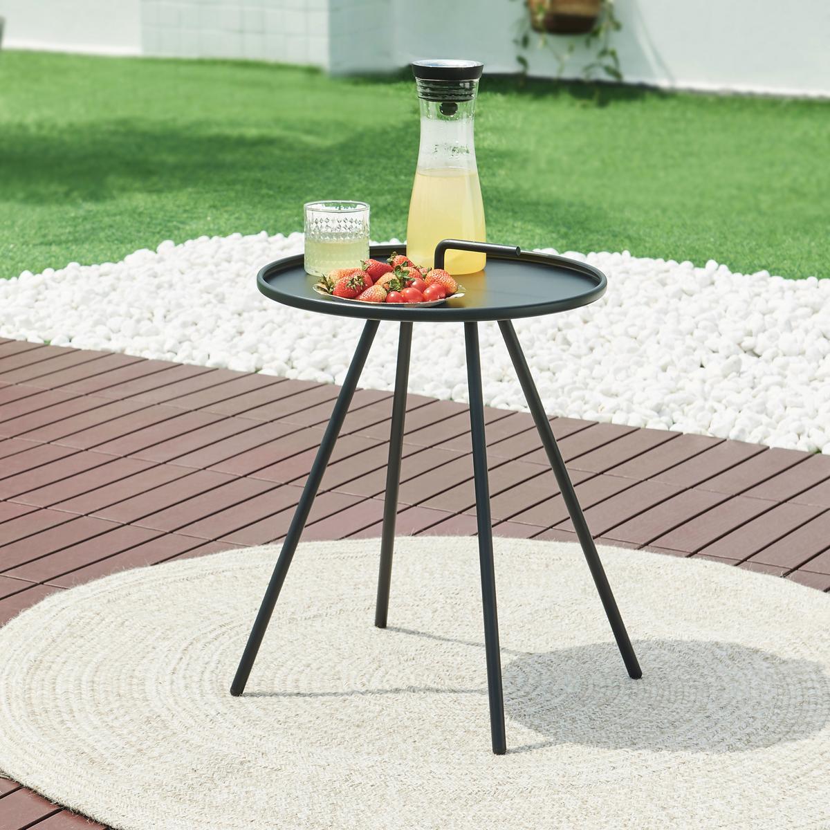 GARTEN-BEISTELLTISCH Fosen - Schwarz, Metall (42/42/55cm) - [en.casa]