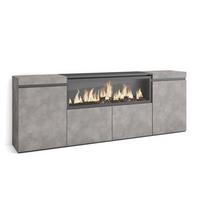 SIDEBOARD, Elektrokamin XXL, zementgrau, 208/35/75cm - Multicolor/Schwarz, Holzwerkstoff (208/75/35cm) - Skraut Home