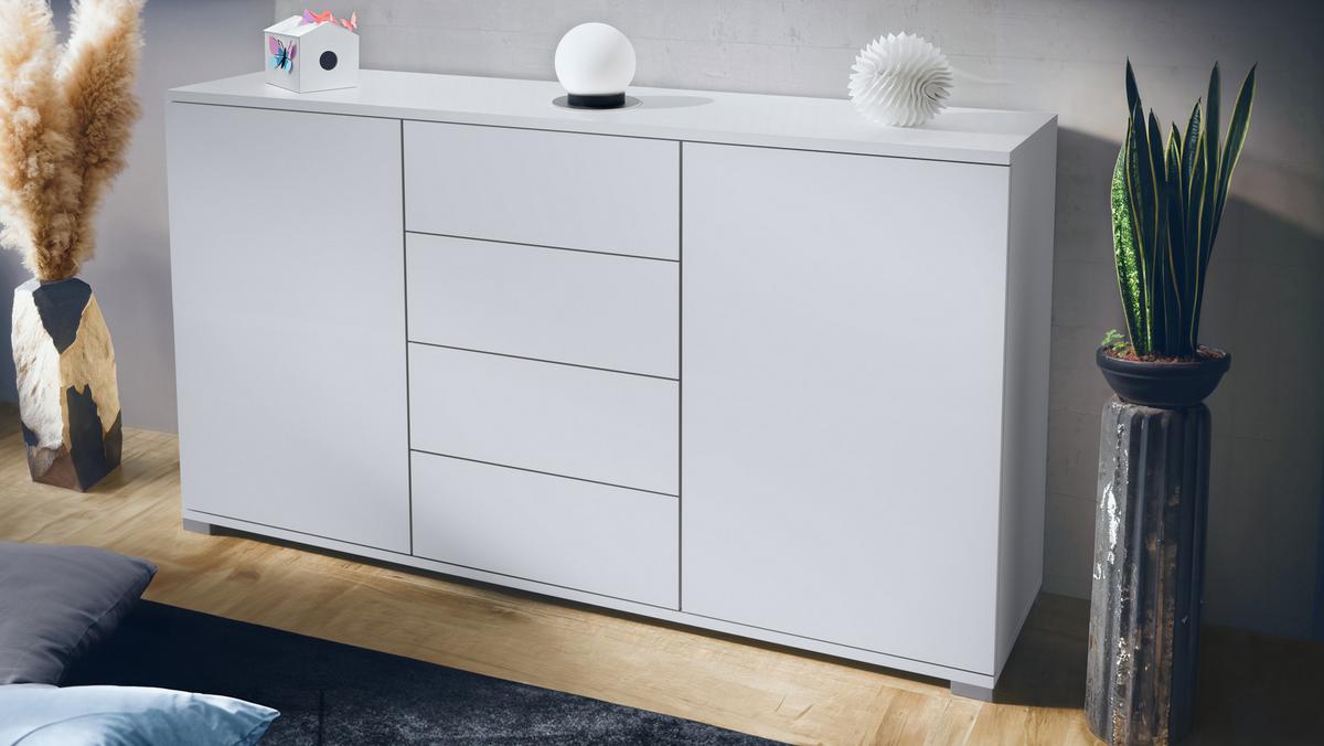 SIDEBOARD Santo Weiß matt - Weiß, Holzwerkstoff (138.5/75.5/35cm) - Vladon
