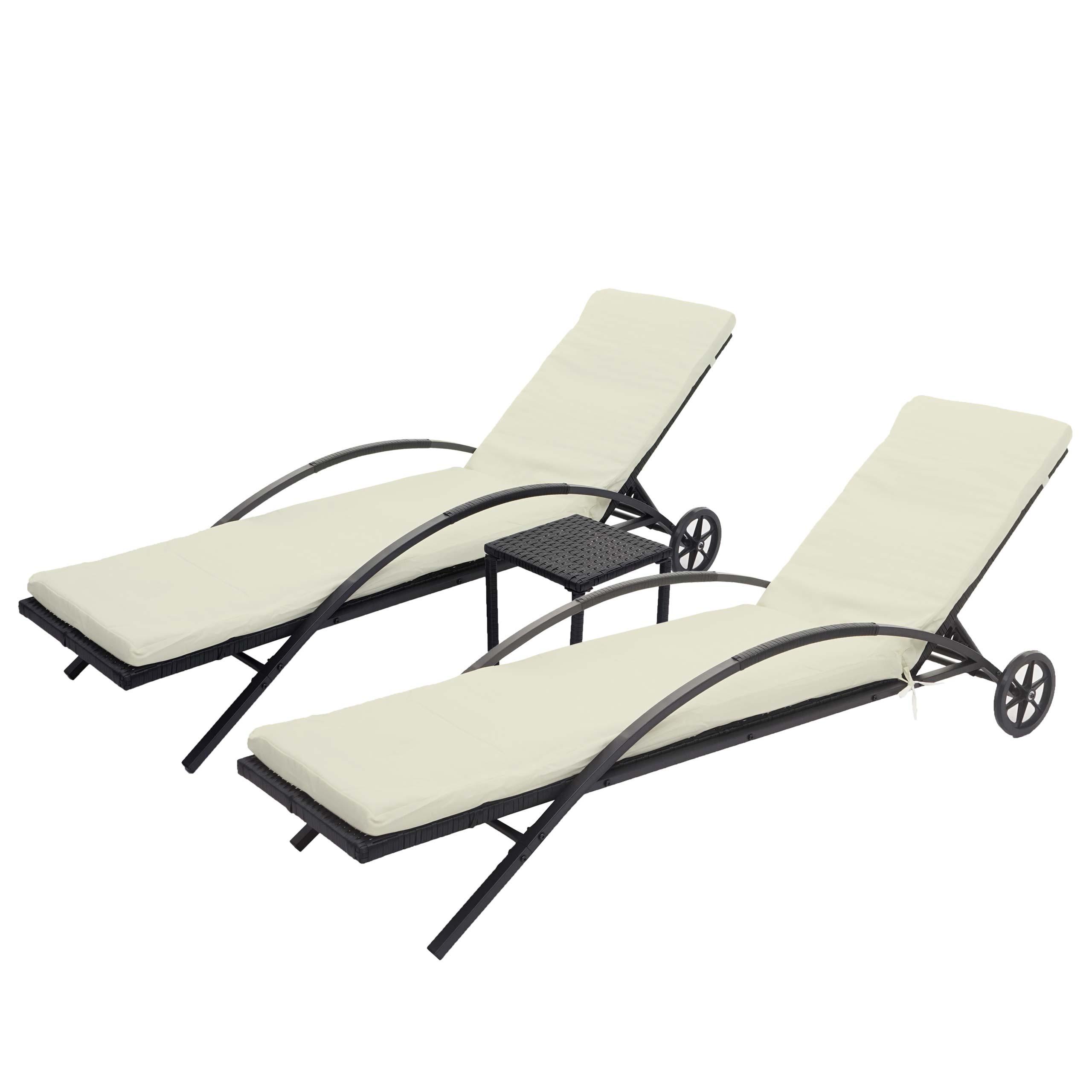 SONNENLIEGE Schwarz, Beige - Beige/Schwarz, Kunststoff (65/87/200cm) - MCW